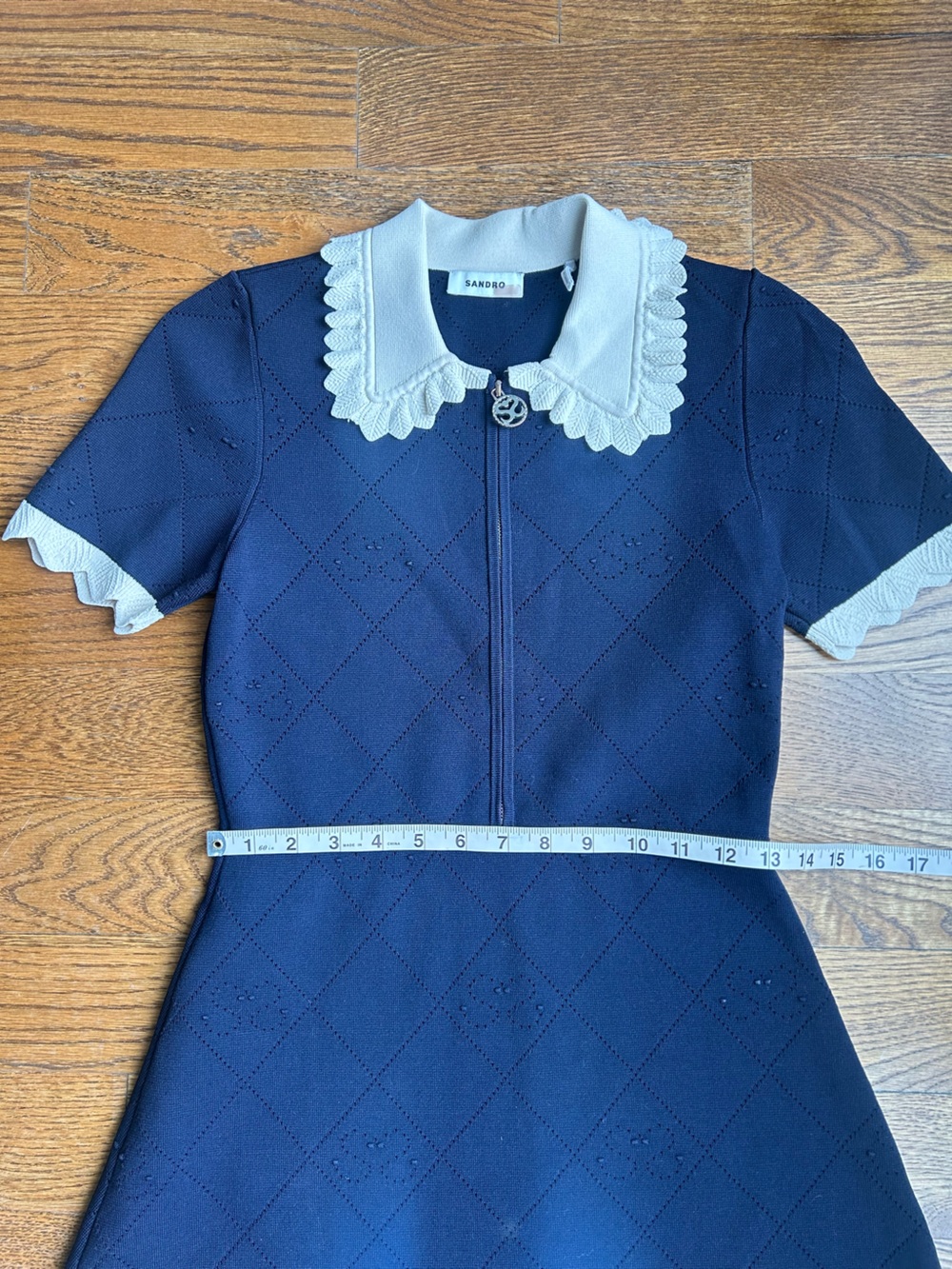 Sandro Scalloped Collar Dress Sz French 38/US 6 - Picture 6 of 14